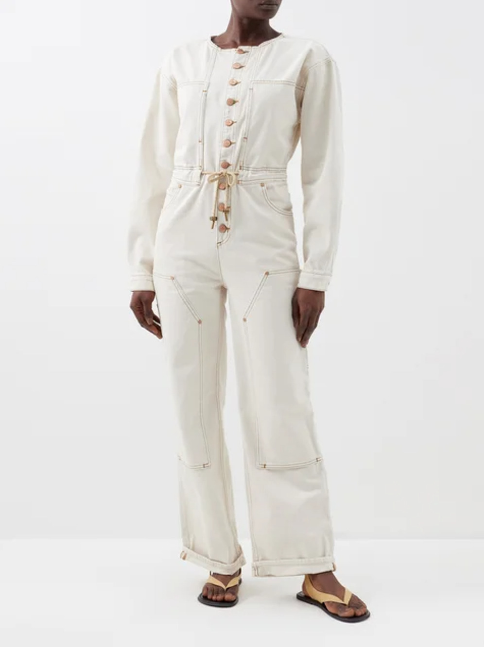 NEW! Ulla Johnson Women's Small Stevie Ivory Denim Jumpsuit $690 msrp G19-9